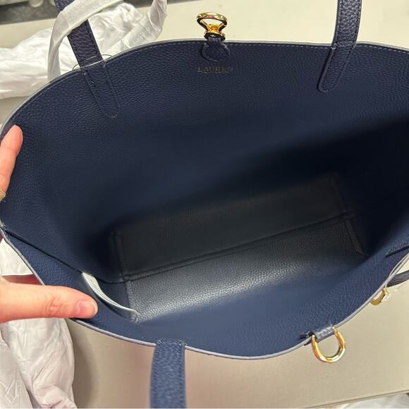 Ralph Lauren Floral Reversible Tote Purse Summer Navy Blue Floral + Wristlet NWT - Picture 6 of 8